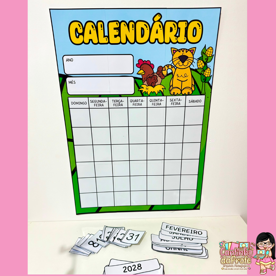 Calendário Fazendinha - Peças Móveis