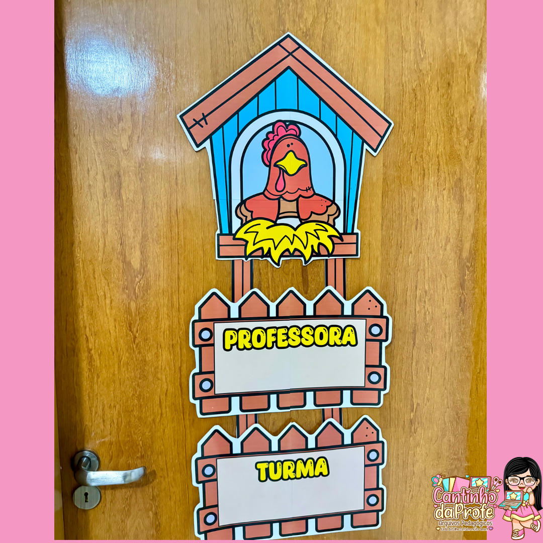 Placa de Porta Editável - Tema Fazendinha